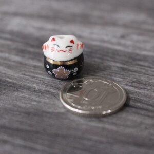 Mini Fortune Cat Porcelain Figurines - Black